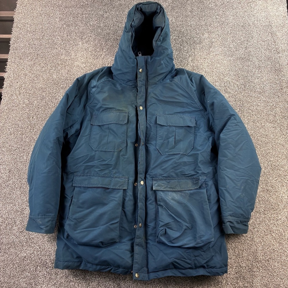 Vintage LL Bean Baxter State Parka Jacket Mens XL Blue Hooded Insulated Coat